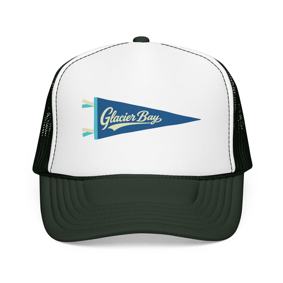 Glacier Bay National Park Pennant Trucker Hat — Vintage Foam Mesh Cap