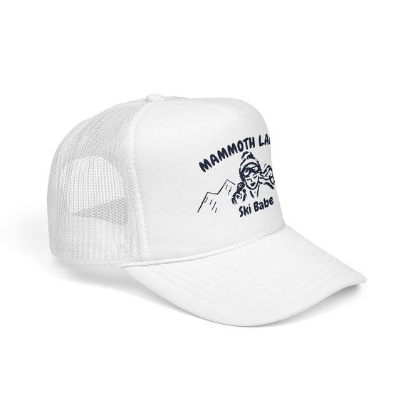 Mammoth Lakes, California Ski Babe Trucker Hat — Foam Mesh Cap