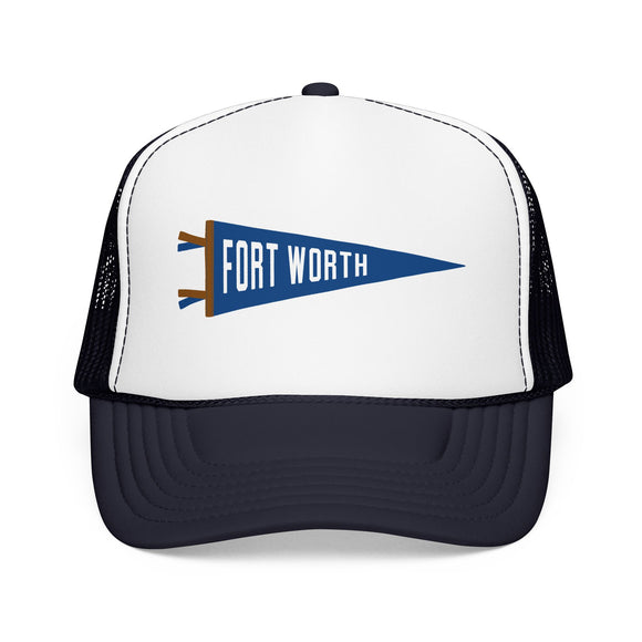 Fort Worth, Texas Pennant Trucker Hat — Retro Flag Foam Cap