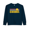 Carmel By The Sea, California Toddler Sweatshirt - Retro Sun Carmel By The Sea Toddler Crewneck Sweatshirt