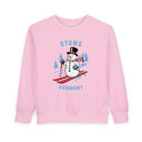 Stowe, Vermont Toddler Sweatshirt - Skiing Snowman Stowe Toddler Crewneck Sweatshirt-4