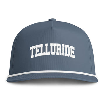 Telluride, Colorado Embroidered Rope Hat - Vintage Sunwashed Rope Cap, Comfort Colors
