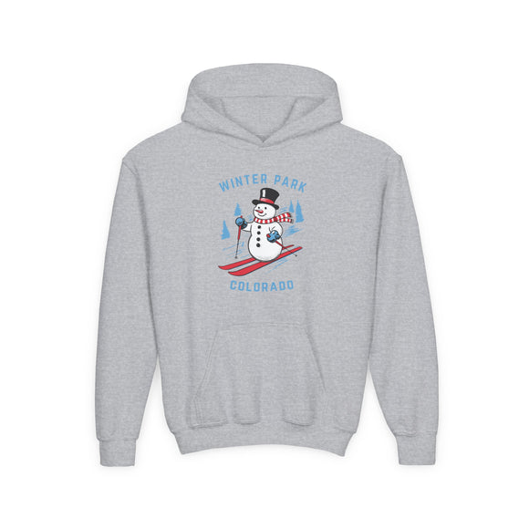 Winter Park, Colorado Youth Hoodie - Skiing Snowman Kids Winter Park Hooded Sweatshirt