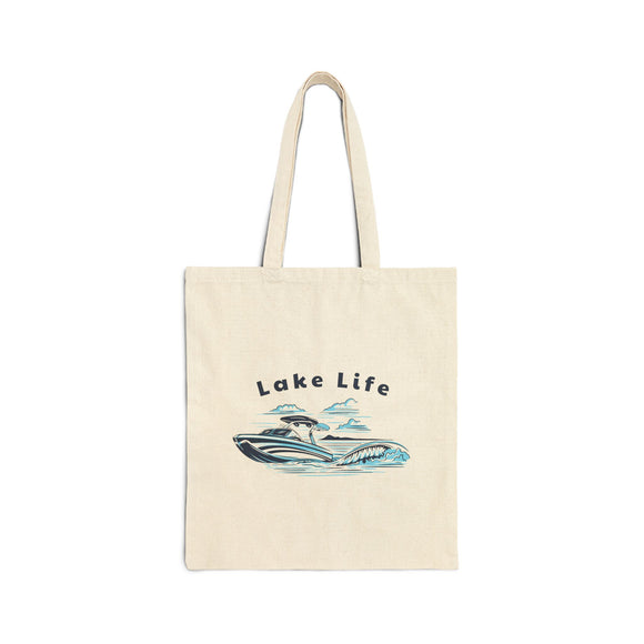 Lake Lift Wakeboard Boat Canvas Tote Bag - 15" x 16"