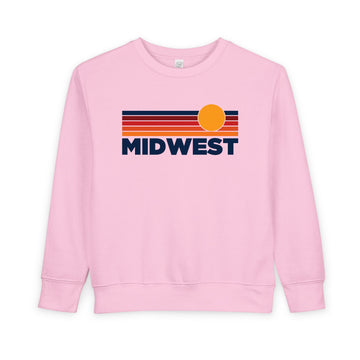 Buy pink Midwest Toddler Sweatshirt - Retro Sun Midwest Toddler Crewneck Sweatshirt