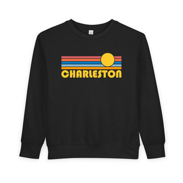 Buy black Charleston, South Carolina Toddler Sweatshirt - Retro Sun Charleston Toddler Crewneck Sweatshirt