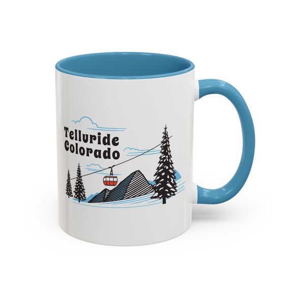 Telluride, Colorado Retro Snow Skiing Mountain 11 oz Mug, Ski Lodge Decor Coffee Cup, Mountain Gondola  Lover Gift, Retro Skiing Mug