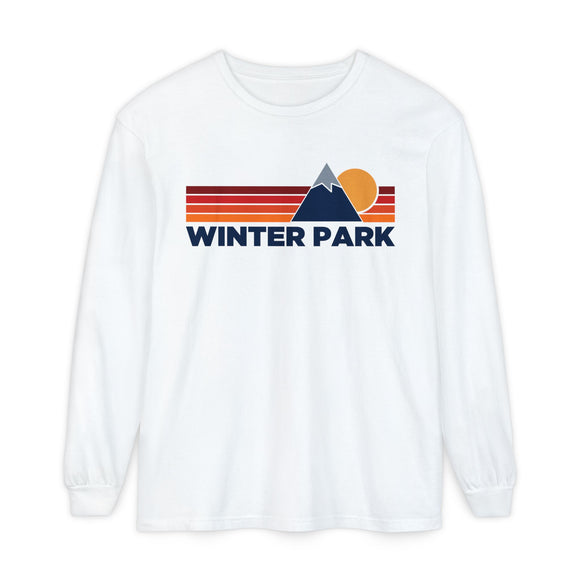 Winter Park, Colorado Long Sleeve T-Shirt Retro Mountain, Unisex Winter Park Unisex Garment-dyed Long Sleeve T-Shirt