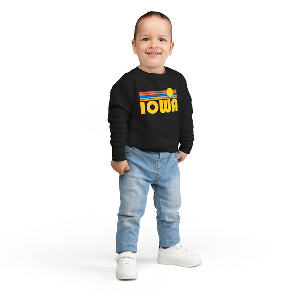 Iowa Toddler Sweatshirt - Retro Sun Iowa Toddler Crewneck Sweatshirt