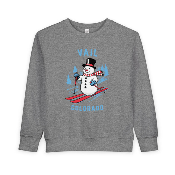 Vail, Colorado Toddler Sweatshirt - Skiing Snowman Vail Toddler Crewneck Sweatshirt