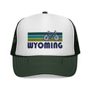 Wyoming Retro Bike Trucker Hat - Vintage Style Wyoming Cap-3