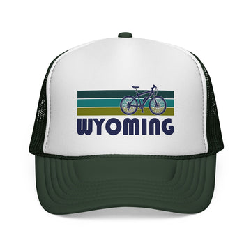 Buy dark-green Wyoming Retro Bike Trucker Hat - Vintage Style Wyoming Cap