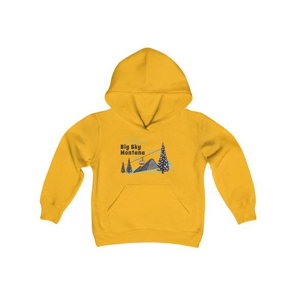 Retro Big Sky, Montana Youth Hoodie - Mountain Big Sky, Montana Kids Sweatshirt, Cute Big Sky, Montana Children's Pullover