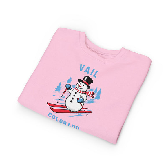 Vail, Colorado Toddler Sweatshirt - Skiing Snowman Vail Toddler Crewneck Sweatshirt