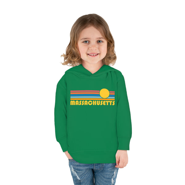 Massachusetts Toddler Hoodie - Retro Sunrise Unisex Massachusetts Toddler Sweatshirt