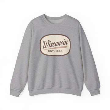 Buy sport-grey Wisconsin Sweatshirt - Unisex Retro Wisconsin Crewneck Sweatshirt