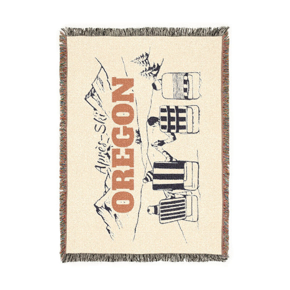 Oregon Ski Town Throw Blanket | Mountain Woven Blanket