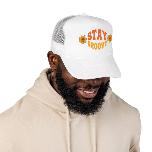 Stay Groovy Trucker Hat Boho