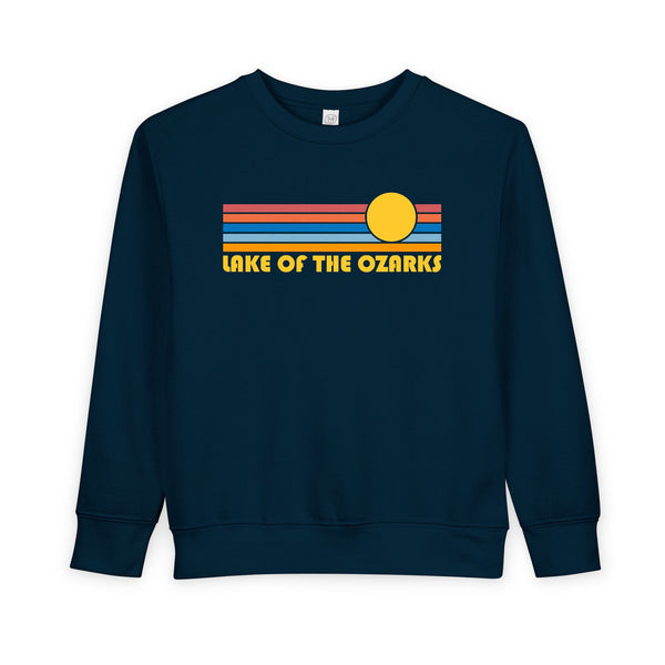 Lake of the Ozarks, Missouri Toddler Sweatshirt - Retro Sun Lake of the Ozarks Toddler Crewneck Sweatshirt