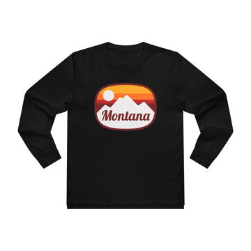 Montana Mens Base Long-sleeve Tee - Retro Ombre Heavy Weight Long Sleeve T-shirt - 0