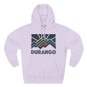 Buy lilac Durango, Colorado Hoodie - Retro Mountain Unisex Sweatshirt