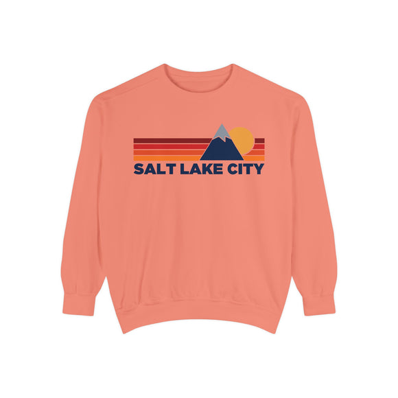 Salt Lake City, Utah Mountain Stripes Sweatshirt | Comfort Colors - 100% Cotton