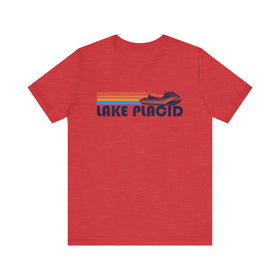 Buy heather-red Lake Placid, New York T Shirt - Retro Jetski PWC Graphic Tee