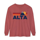 Alta, Utah Long Sleeve T-Shirt Retro Mountain, Unisex Alta Unisex Garment-dyed Long Sleeve T-Shirt-5