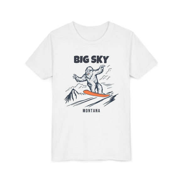 Big Sky, Montana Yeti Snowboard Youth Tee - Kids Skiing Shirt