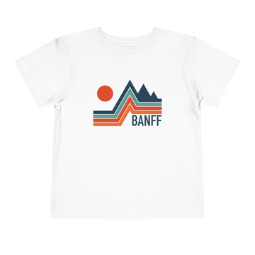 Banff, Canada Toddler T-Shirt - Retro Palm Tree Toddler Banff Shirt - Minimal Peak - 0