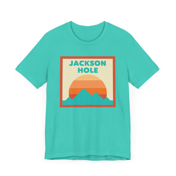 Retro Jackson Hole, Wyoming T-Shirt, Mountain Sun Tee, Unisex Graphic Shirt, Vintage Jackson Hole, Wyoming Top, Outdoor Adventure Clothing