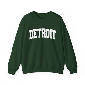 Buy forest-green Detroit, Michigan Sweatshirt - Unisex Graphic Crewneck