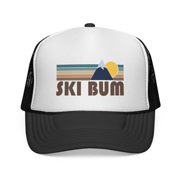 Ski Bum Retro Mountains Trucker Hat - Vintage Style Ski Bum Cap