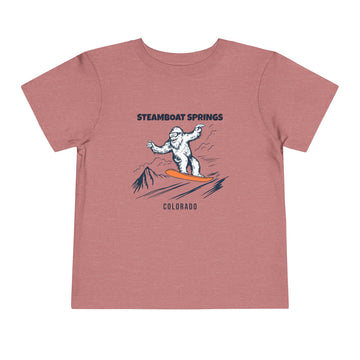 Buy heather-mauve Steamboat Springs, Colorado Yeti Snowboard Toddler Tee