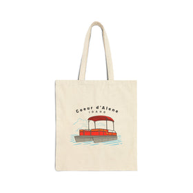 Coeur d Alene, Idaho Pontoon Boat Canvas Tote Bag - 15" x 16"