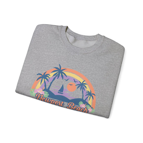 Newport Beach, California Sweatshirt - Unisex Retro Beach Crewneck Newport Beach Sweatshirt