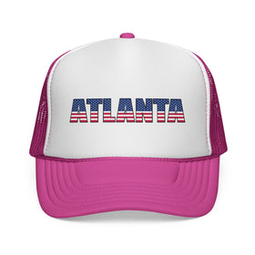 Buy pink Atlanta Georgia Stars and Stripes Trucker Hat | Patriotic City Flag Design