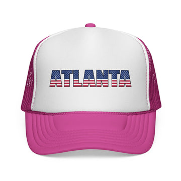 Buy pink Atlanta Georgia Stars and Stripes Trucker Hat | Patriotic City Flag Design