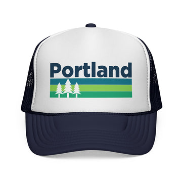 Buy dark-navy Portland, Oregon Retro Trees Trucker Hat - Vintage Style Portland Cap