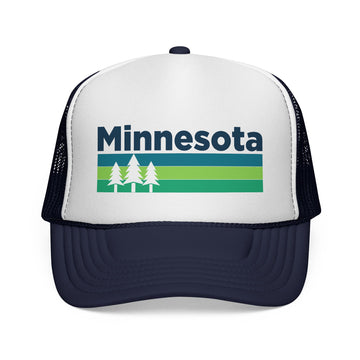 Buy dark-navy Minnesota Retro Trees Trucker Hat - Vintage Style Minnesota Cap