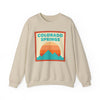 Retro Colorado Springs, Colorado Sweatshirt, Mountain Sun Design, Unisex Crewneck, Gift for Outdoorsy Friends, Vintage Jumper