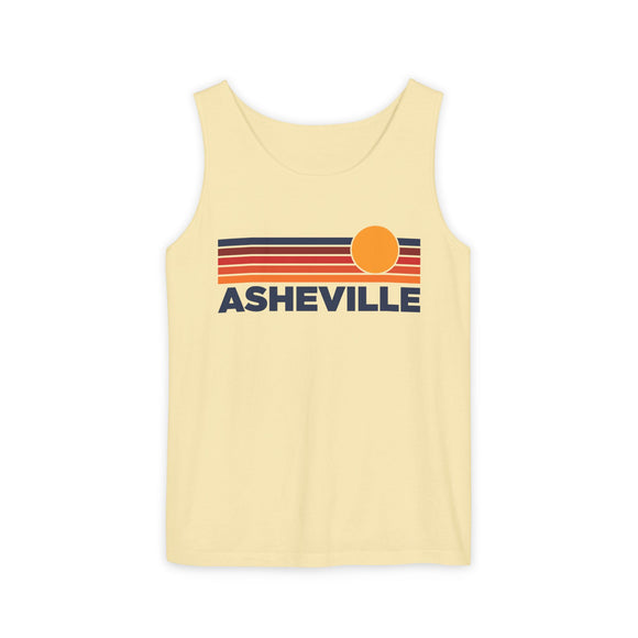 Asheville, North Carolina Retro Sunstripe Tank Top | Comfort Colors - 100% Cotton