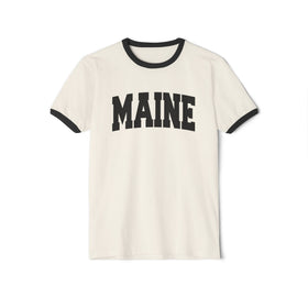 Maine Cotton Ringer Graphic Tee - Unisex Maine T Shirt, Vintage Style Tee, Men's/Women's Tee - 0