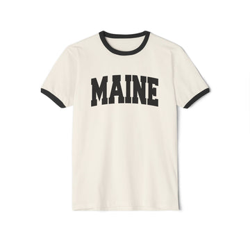 Maine Cotton Ringer Graphic Tee - Unisex Maine T Shirt, Vintage Style Tee, Men's/Women's Tee - 0