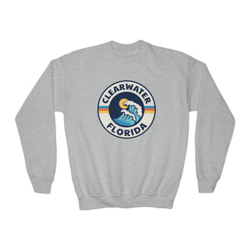 Buy sport-grey Clearwater, Florida Youth Sweatshirt - Unisex Kid's Clearwater Crewneck Sweatshirt