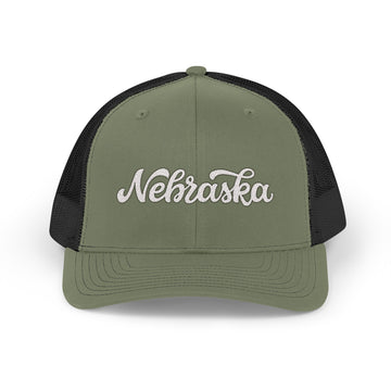 Buy loden-black Nebraska Snapback Trucker Cap - Embroidered Nebraska Hat