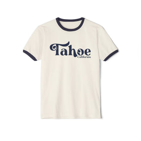 Lake Tahoe, California Cotton Ringer Graphic Tee - Unisex Lake Tahoe T Shirt, Vintage Style Tee, Men's/Women's Tee