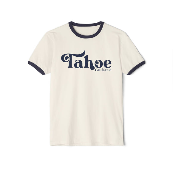 Lake Tahoe, California Cotton Ringer Graphic Tee - Unisex Lake Tahoe T Shirt, Vintage Style Tee, Men's/Women's Tee