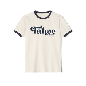 Lake Tahoe, California Cotton Ringer Graphic Tee - Unisex Lake Tahoe T Shirt, Vintage Style Tee, Men's/Women's Tee