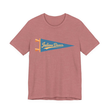 Buy heather-mauve Indiana Dunes National Park Pennant T-Shirt — Vintage Camp Flag Tee